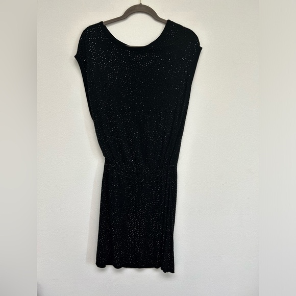 Alice + Olivia Black Crystal Sparkle Dress Size S Silk Lined Wool Blend - Picture 9 of 12